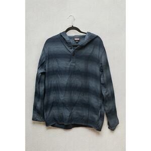Patagonia Organic Cotton Pullover Hoodie L – Indigo Striped Baja Style